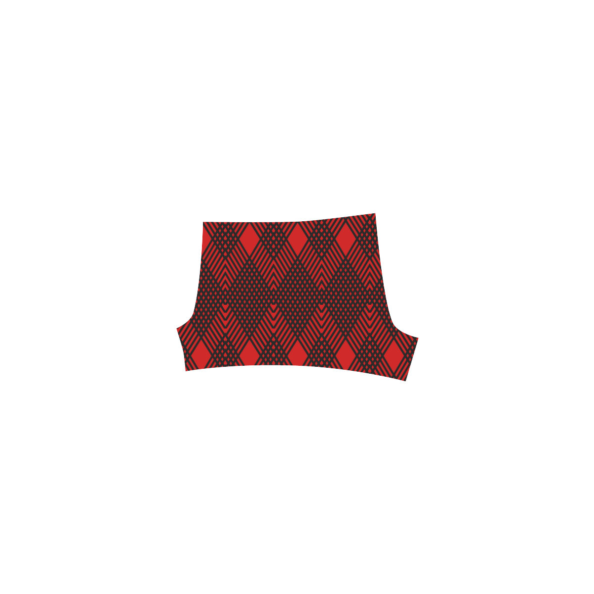 Red and black geometric  pattern,  with rombs. Briseis Skinny Shorts (Model L04)