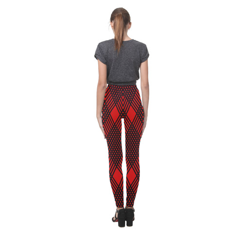 Red and black geometric  pattern,  with rombs. Cassandra Women's Leggings (Model L01)