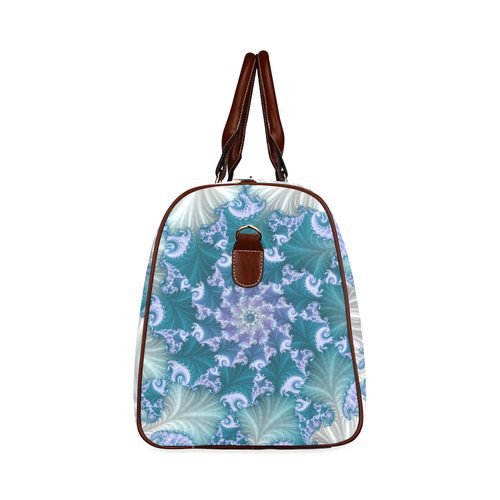 Floral spiral in soft blue on flowing fabric Waterproof Travel Bag/Large (Model 1639)