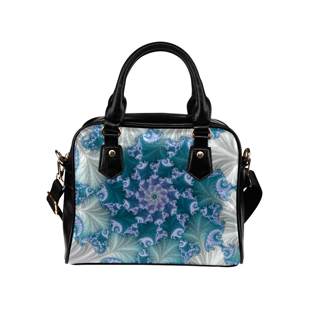 Floral spiral in soft blue on flowing fabric Shoulder Handbag (Model 1634)