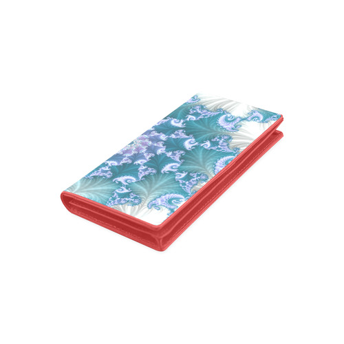 Floral spiral in soft blue on flowing fabric Women's Leather Wallet (Model 1611)