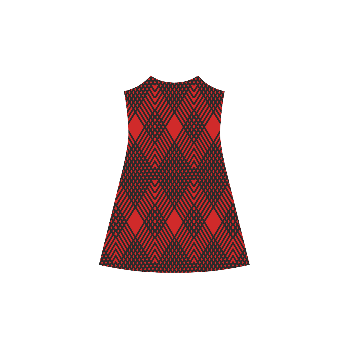 Red and black geometric  pattern,  with rombs. Alcestis Slip Dress (Model D05)