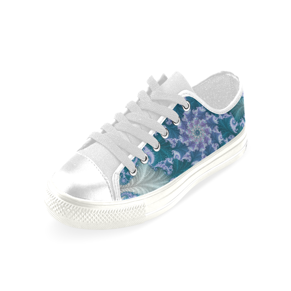 Floral spiral in soft blue on flowing fabric Men's Classic Canvas Shoes (Model 018)