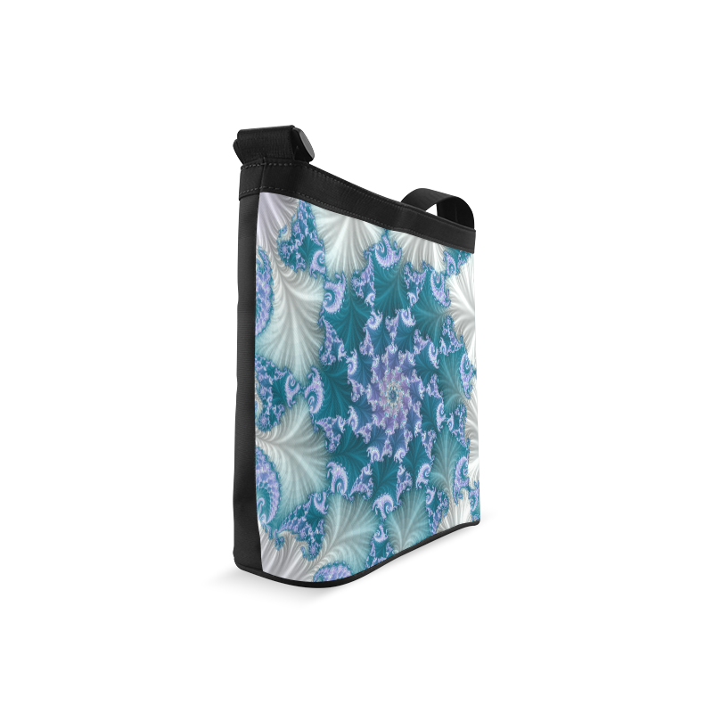 Floral spiral in soft blue on flowing fabric Crossbody Bags (Model 1613)