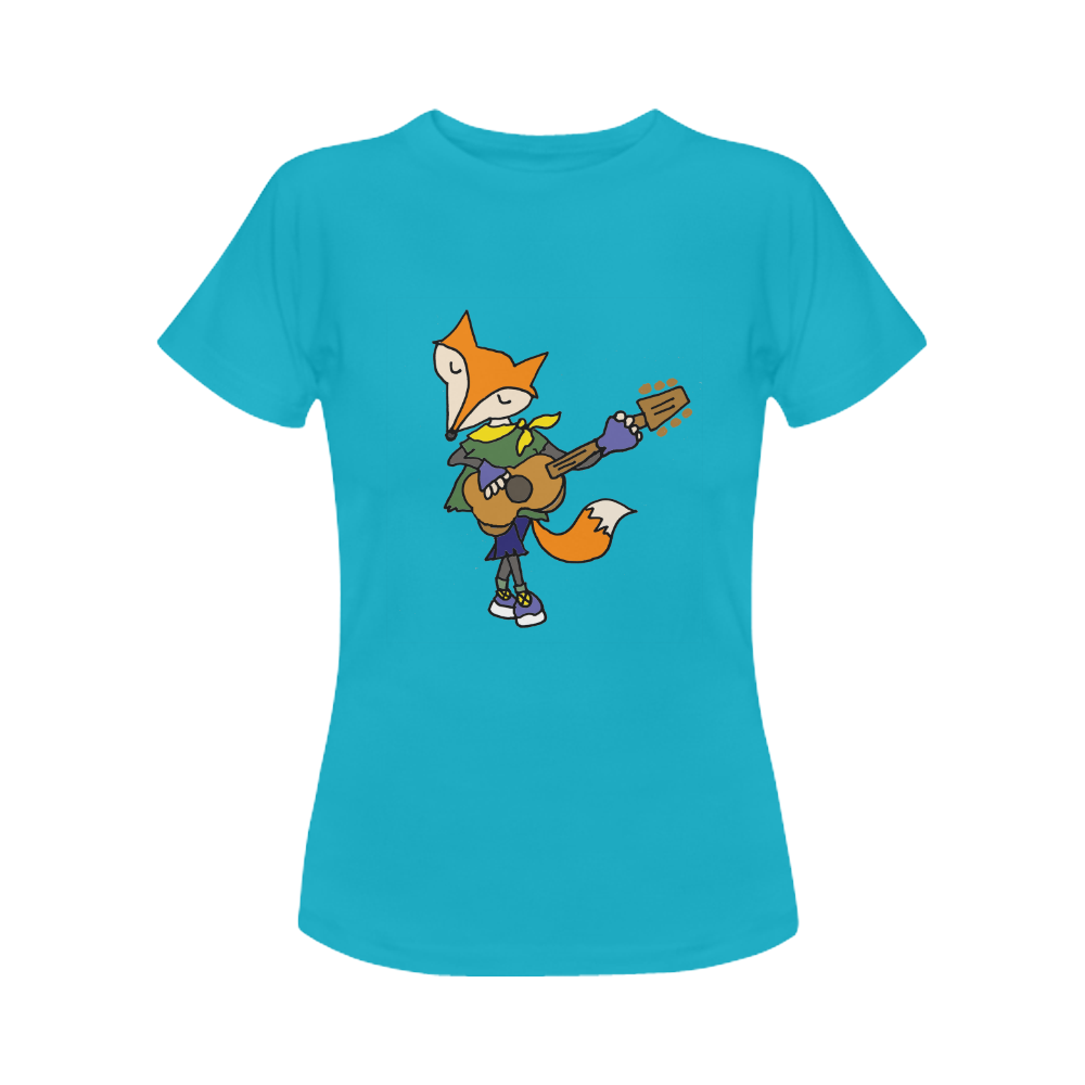 Foxy Red fox Playing Guitar Women's Classic T-Shirt (Model T17）