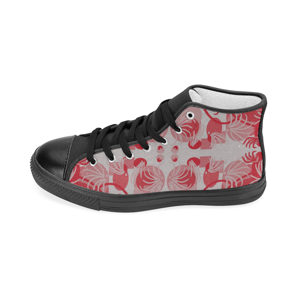 Foliage in red and gray Women's Classic High Top Canvas Shoes (Model 017)