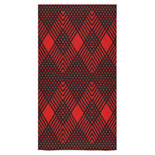 Red and black geometric  pattern,  with rombs. Bath Towel 30"x56"