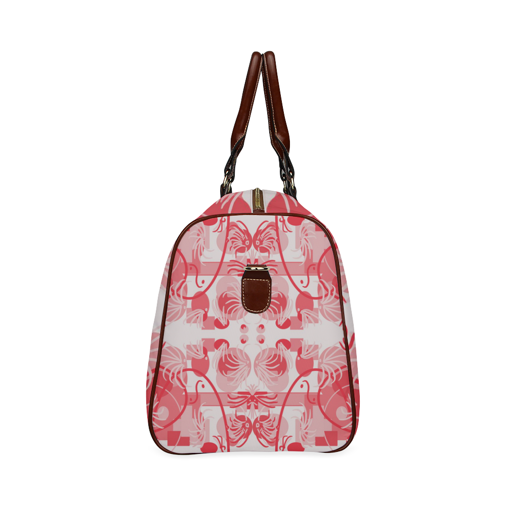 Foliage in red and gray Waterproof Travel Bag/Small (Model 1639)