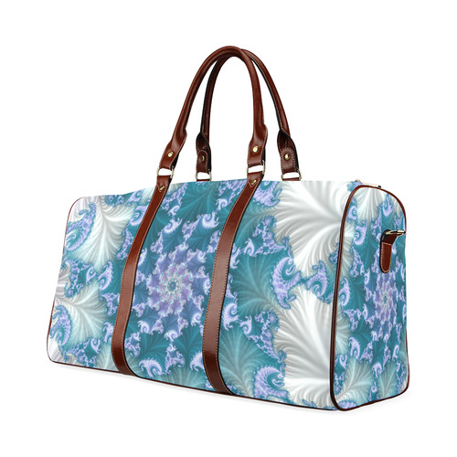 Floral spiral in soft blue on flowing fabric Waterproof Travel Bag/Small (Model 1639)