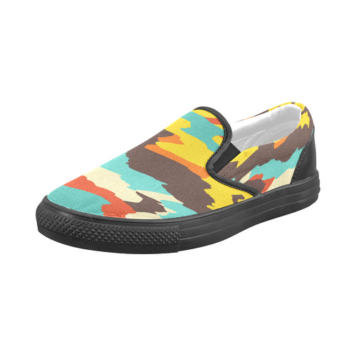 Wavy retro  texture Men's Slip-on Canvas Shoes (Model 019)