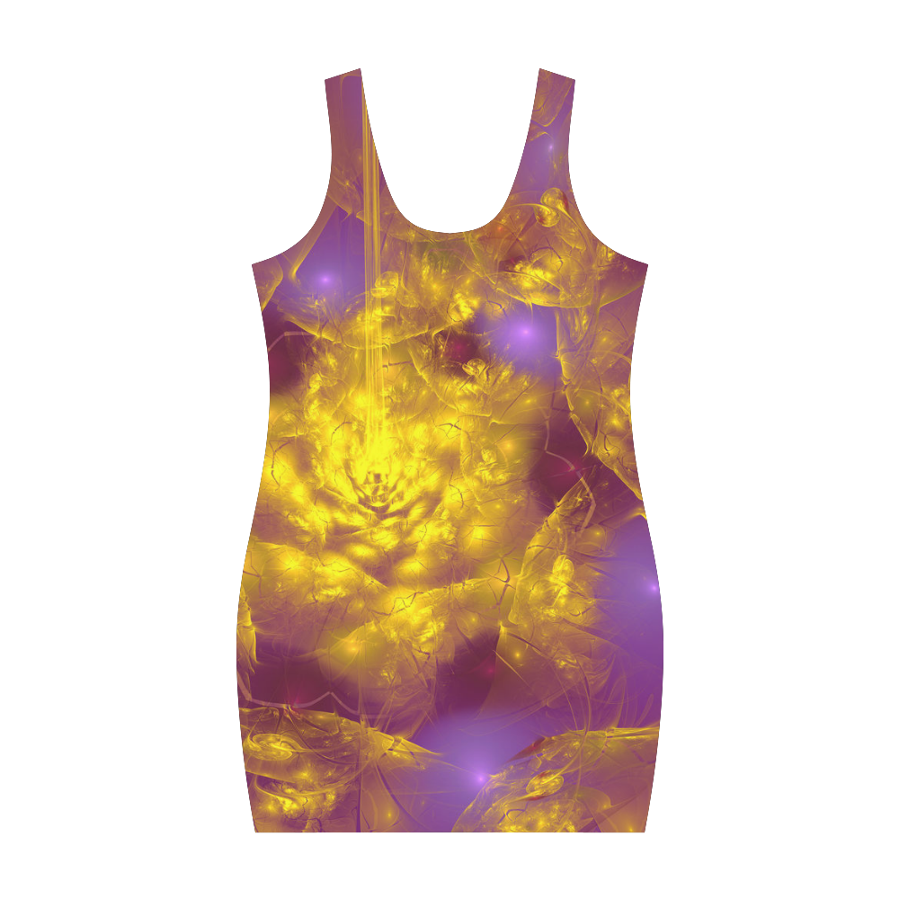Bright purple and yellow Medea Vest Dress (Model D06)
