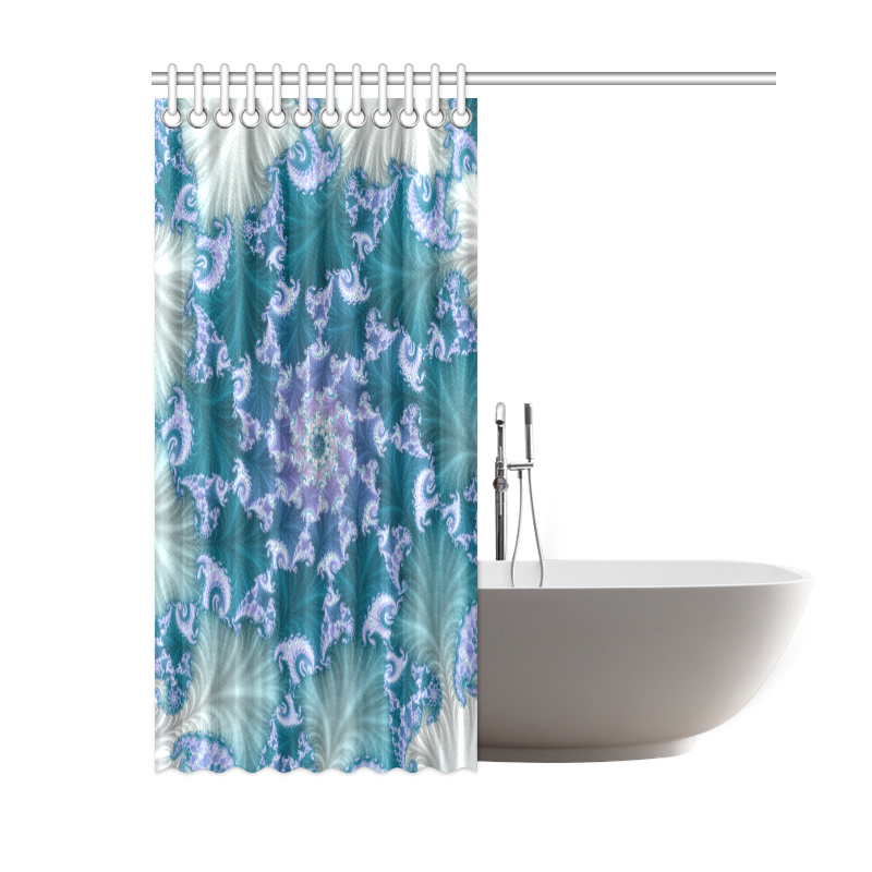 Floral spiral in soft blue on flowing fabric Shower Curtain 60"x72"