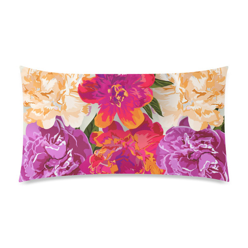 Pink Orange Beautiful Watercolor Floral Rectangle Pillow Case 20"x36"(Twin Sides)