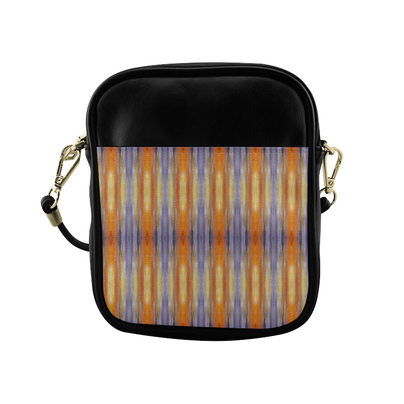 Gray Orange Stripes Pattern Sling Bag (Model 1627)