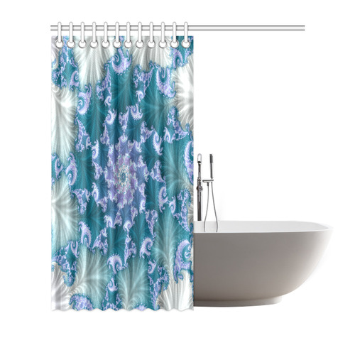 Floral spiral in soft blue on flowing fabric Shower Curtain 72"x72"