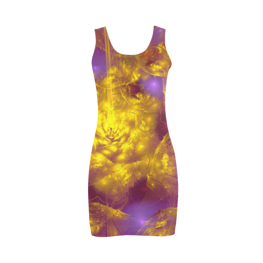 Bright purple and yellow Medea Vest Dress (Model D06)