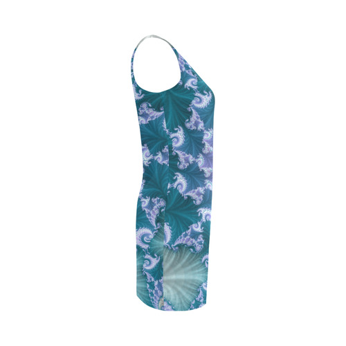 Floral spiral in soft blue on flowing fabric Medea Vest Dress (Model D06)