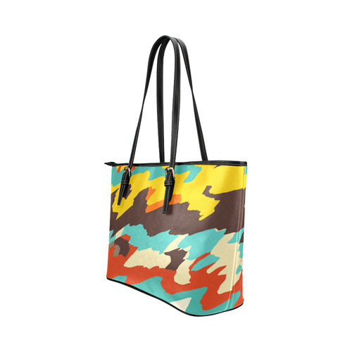 Wavy retro  texture Leather Tote Bag/Small (Model 1651)