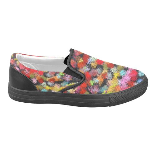 Colorful paint strokes Men's Unusual Slip-on Canvas Shoes (Model 019)