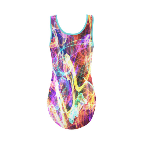 Flames Rainbow by Martina Webster Vest One Piece Swimsuit (Model S04)