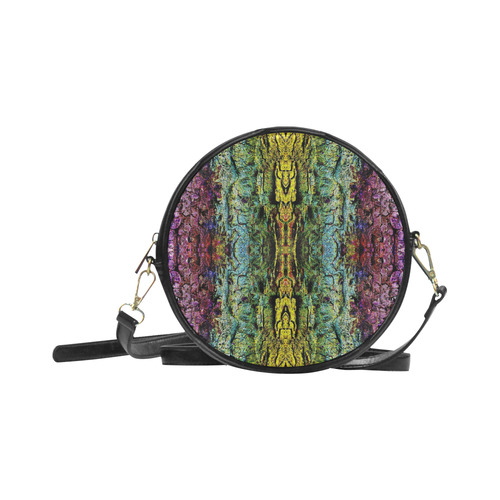 Abstract, Yellow Green, Purple, Round Sling Bag (Model 1647)