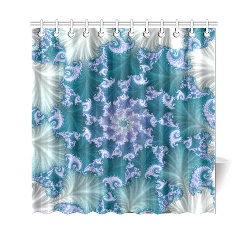 Floral spiral in soft blue on flowing fabric Shower Curtain 69"x70"