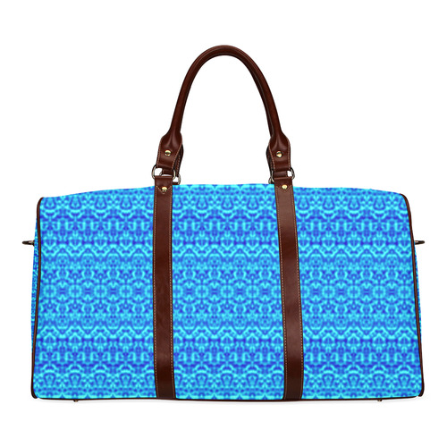 Abstract Blue Damask Waterproof Travel Bag/Small (Model 1639)