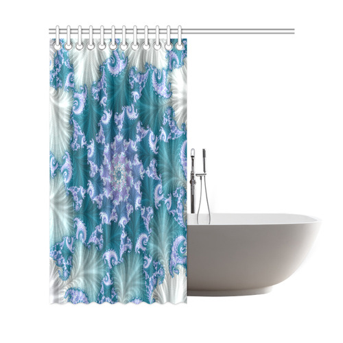 Floral spiral in soft blue on flowing fabric Shower Curtain 69"x72"