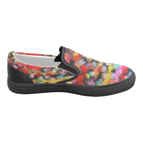 Colorful paint strokes Men's Unusual Slip-on Canvas Shoes (Model 019)