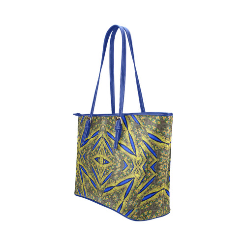 Peacock Feathers Abstract 2 Leather Tote Bag/Small (Model 1651)