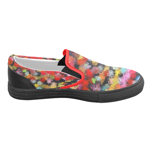 Colorful paint strokes Men's Slip-on Canvas Shoes (Model 019)