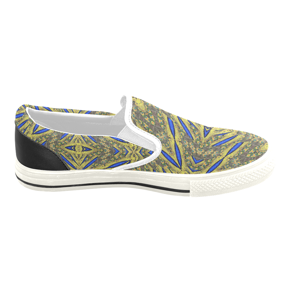 Peacock Feathers Abstract 2 Women's Unusual Slip-on Canvas Shoes (Model 019)