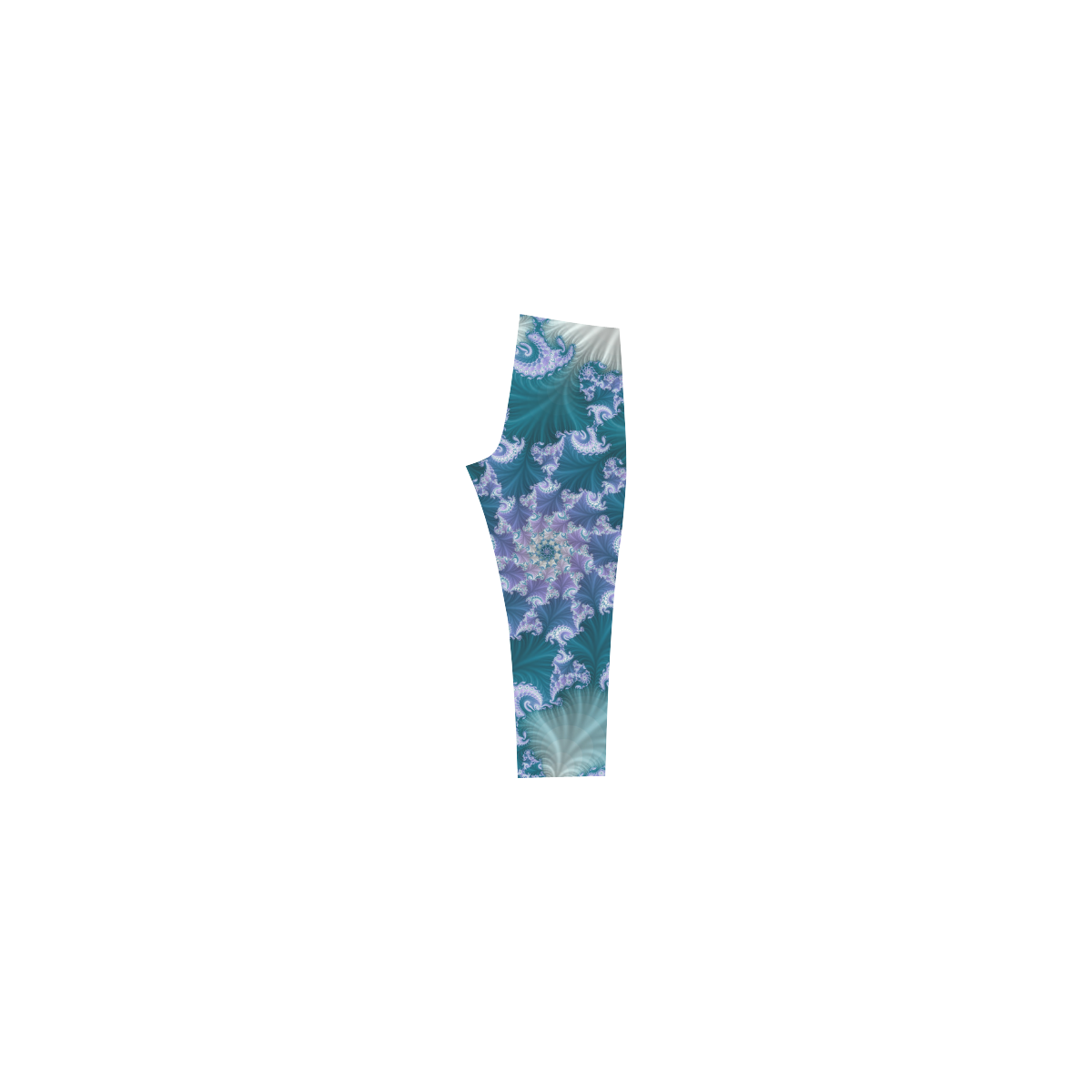 Floral spiral in soft blue on flowing fabric Capri Legging (Model L02)