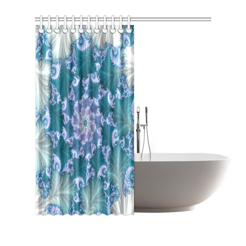 Floral spiral in soft blue on flowing fabric Shower Curtain 66"x72"