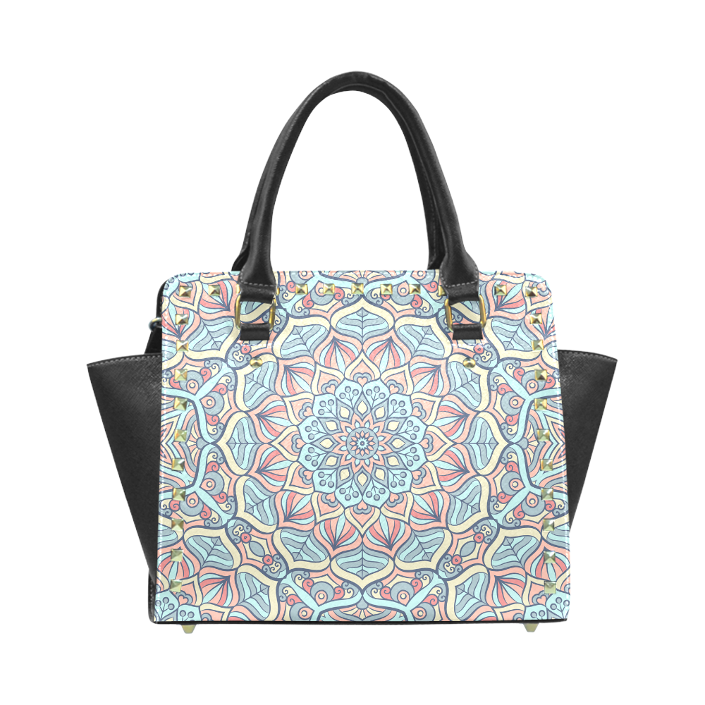 Beautiful Mandala Design Rivet Shoulder Handbag (Model 1645)