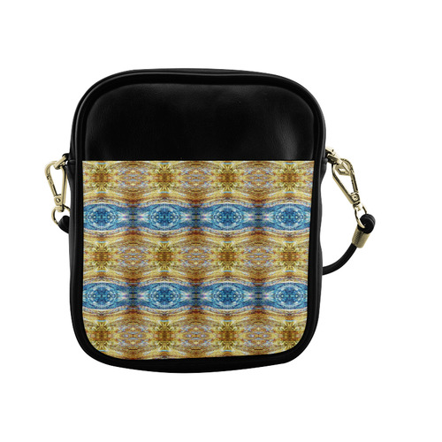 Gold and Blue Elegant Pattern Sling Bag (Model 1627)