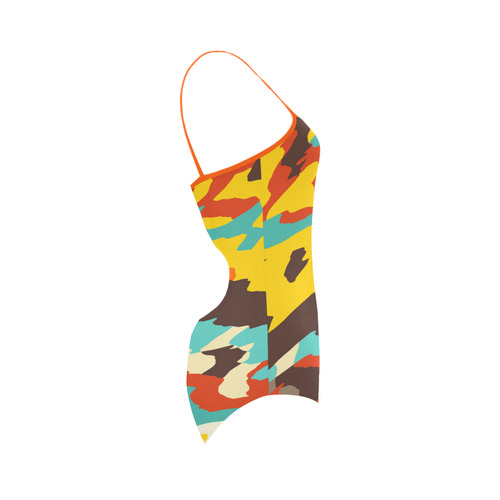 Wavy retro  texture Strap Swimsuit ( Model S05)