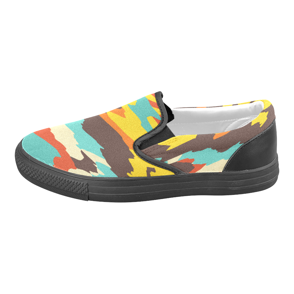 Wavy retro  texture Men's Slip-on Canvas Shoes (Model 019)