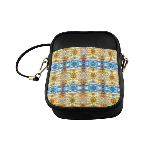Gold and Blue Elegant Pattern Sling Bag (Model 1627)