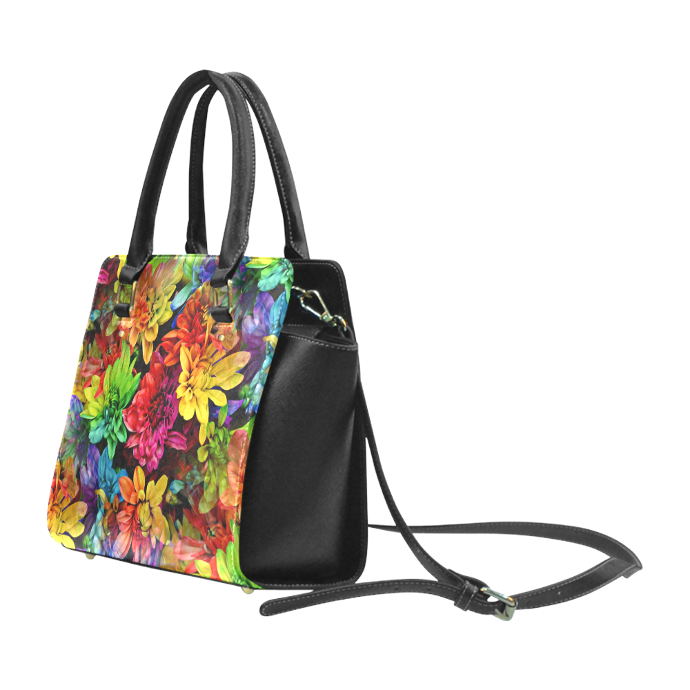 Photography Colorfully Asters Flowers Pattern Classic Shoulder Handbag (Model 1653)