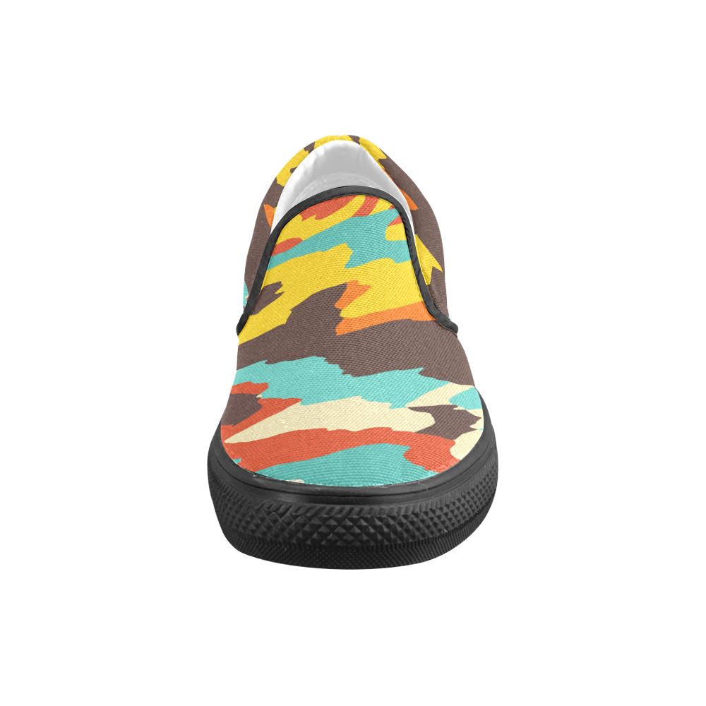 Wavy retro  texture Men's Slip-on Canvas Shoes (Model 019)