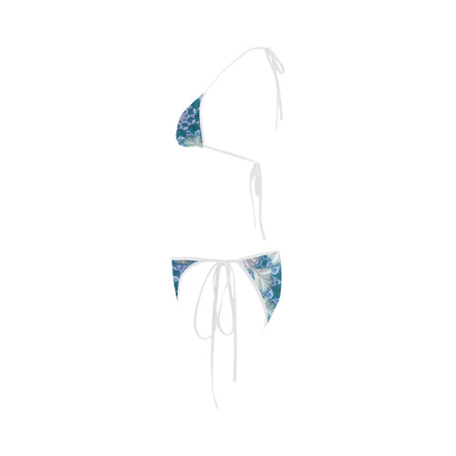 Floral spiral in soft blue on flowing fabric Custom Bikini Swimsuit