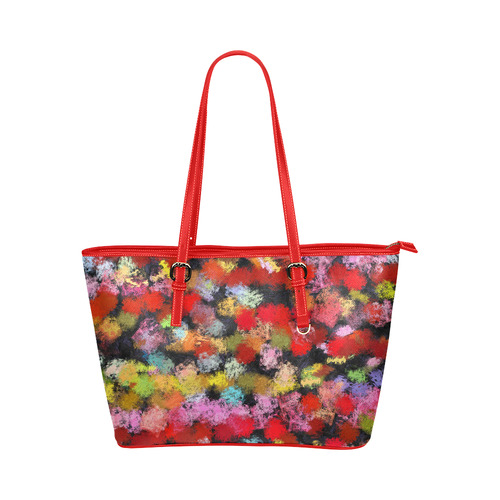 Colorful paint strokes Leather Tote Bag/Small (Model 1651)
