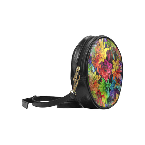 Photography Colorfully Asters Flowers Pattern Round Sling Bag (Model 1647)