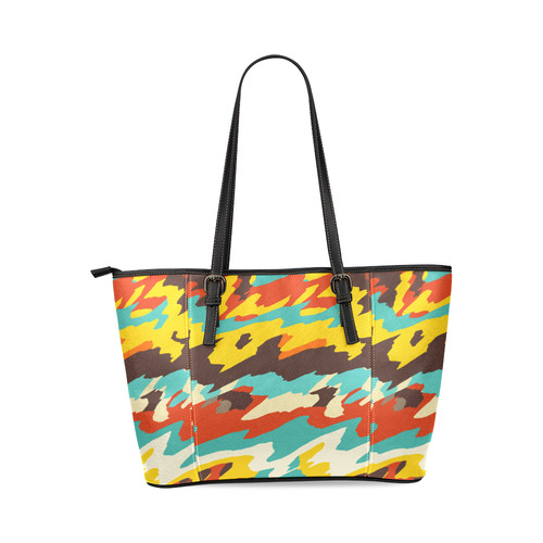 Wavy retro  texture Leather Tote Bag/Large (Model 1640)