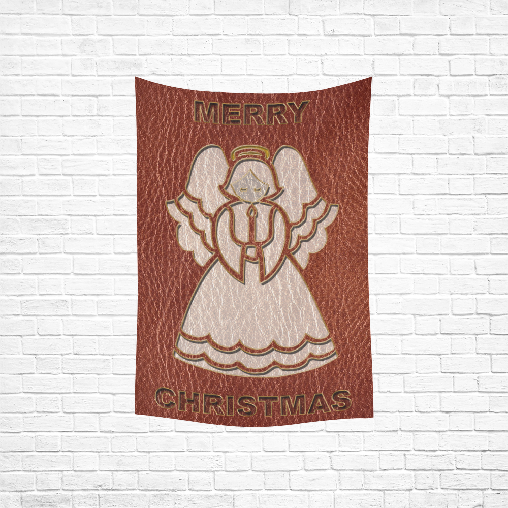 Leather-Look Christmas Angel Cotton Linen Wall Tapestry 40"x 60"