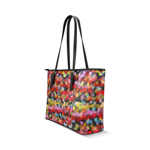 Colorful paint strokes Leather Tote Bag/Large (Model 1640)