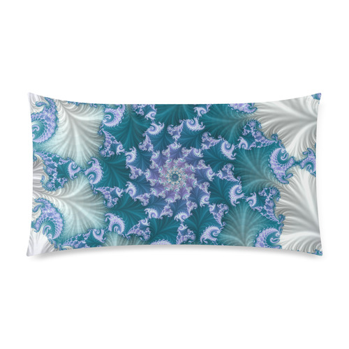 Floral spiral in soft blue on flowing fabric Custom Rectangle Pillow Case 20"x36" (one side)