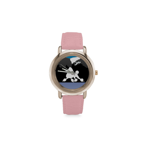 White Poodle Rockin the Rockies 2 Women's Rose Gold Leather Strap Watch(Model 201)