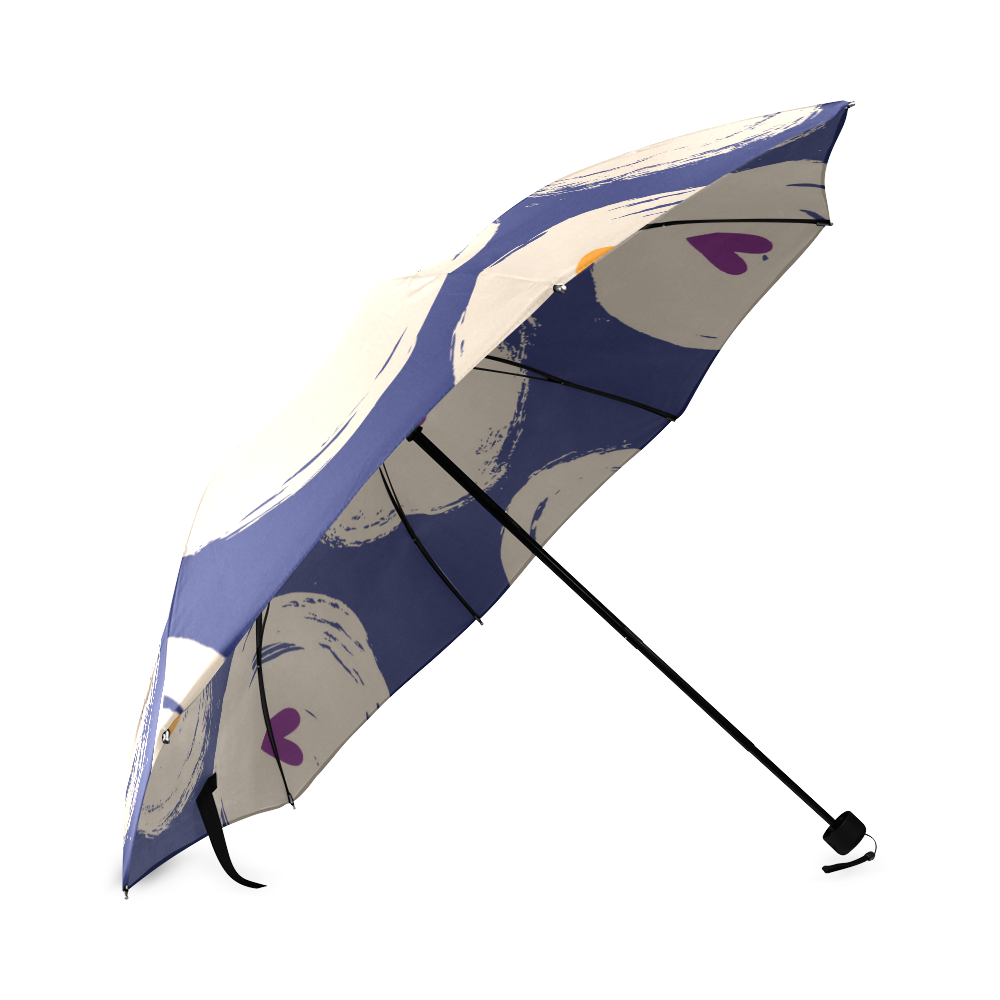 dots in love with blue Foldable Umbrella (Model U01)